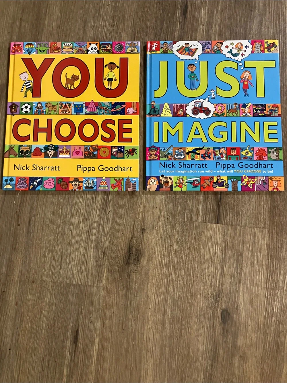 You Choose & Just Imagine Kids Picture Book Set - Bright Yellow and Blue